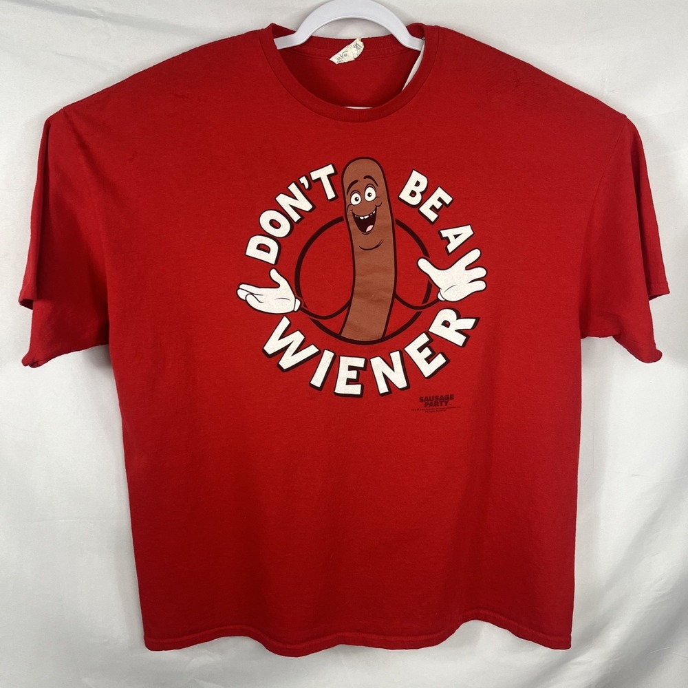 Sausage Party Movie Mens 3XL Red Don’t Be A Wiener Graphic T-Shirt Delta 2016